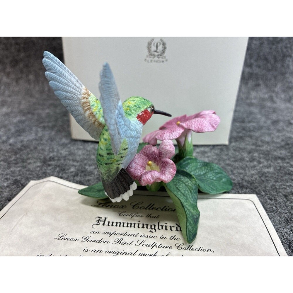 Vintage Lenox Hummingbird Garden Bird Figurine COA Box - Picture 4 of 8